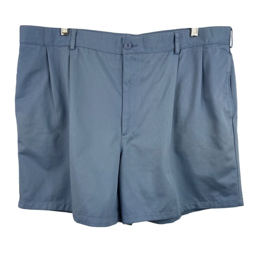 Lands End Mens Pleated Front Chino Shorts Size 42 Blue 100% Cotton Pockets - Picture 1 of 8